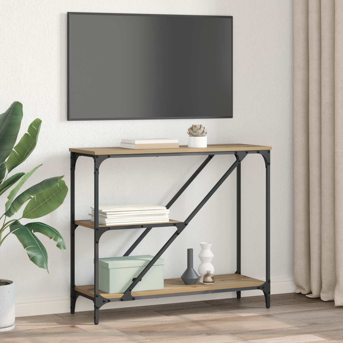 vidaXL Console Table Artisan Oak 88.5 x 30 x 75 cm Engineered Wood
