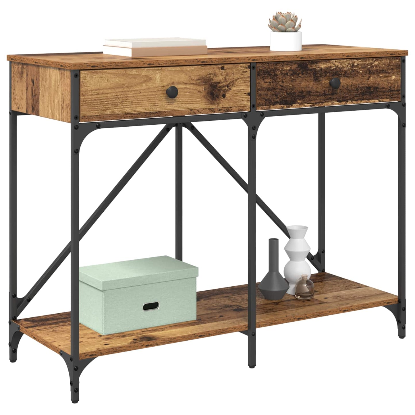 vidaXL Console Table Old Wood 100 x 39 x 78.5 cm Engineered Wood