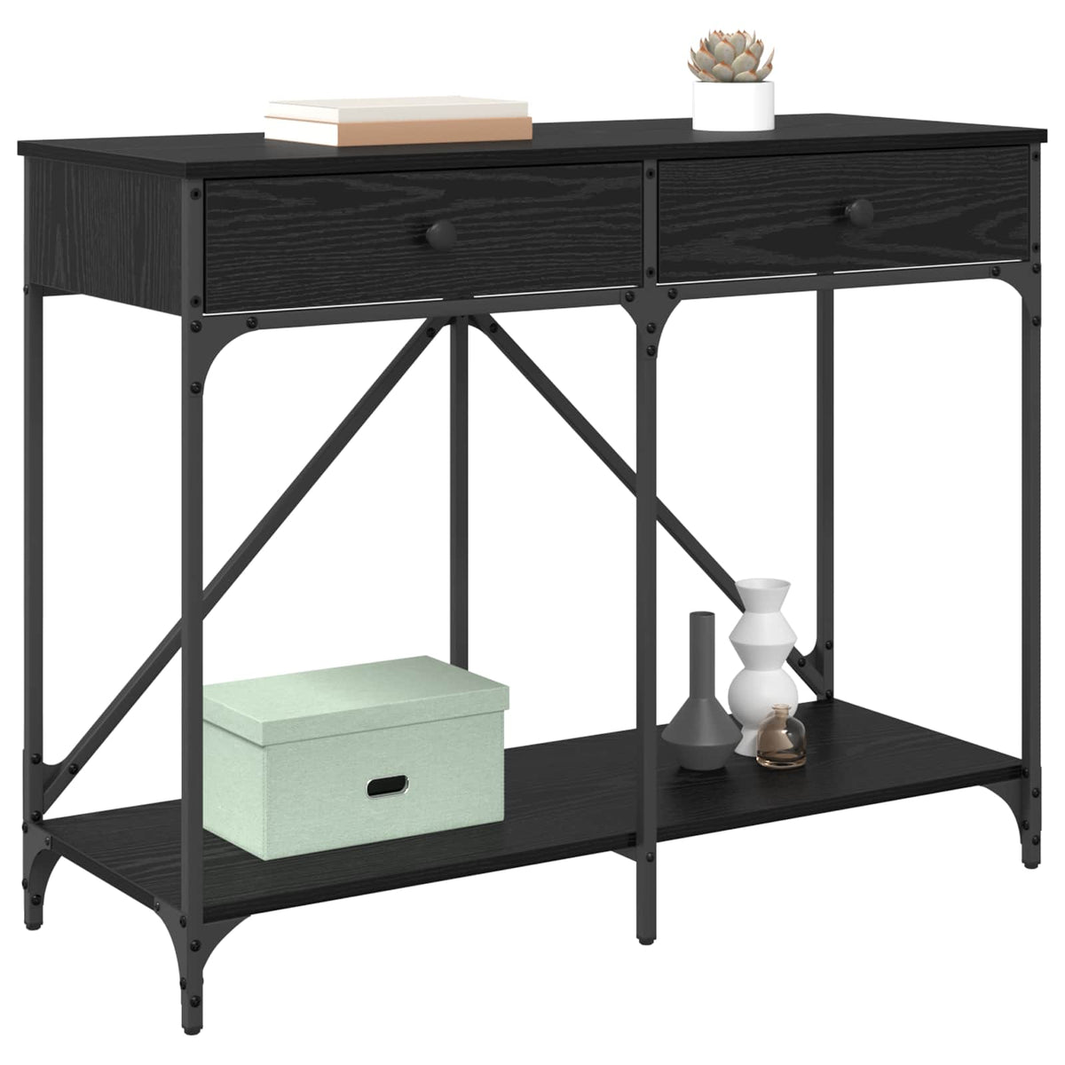 vidaXL Console Table Black Oak 100 x 39 x 78.5 cm Engineered Wood