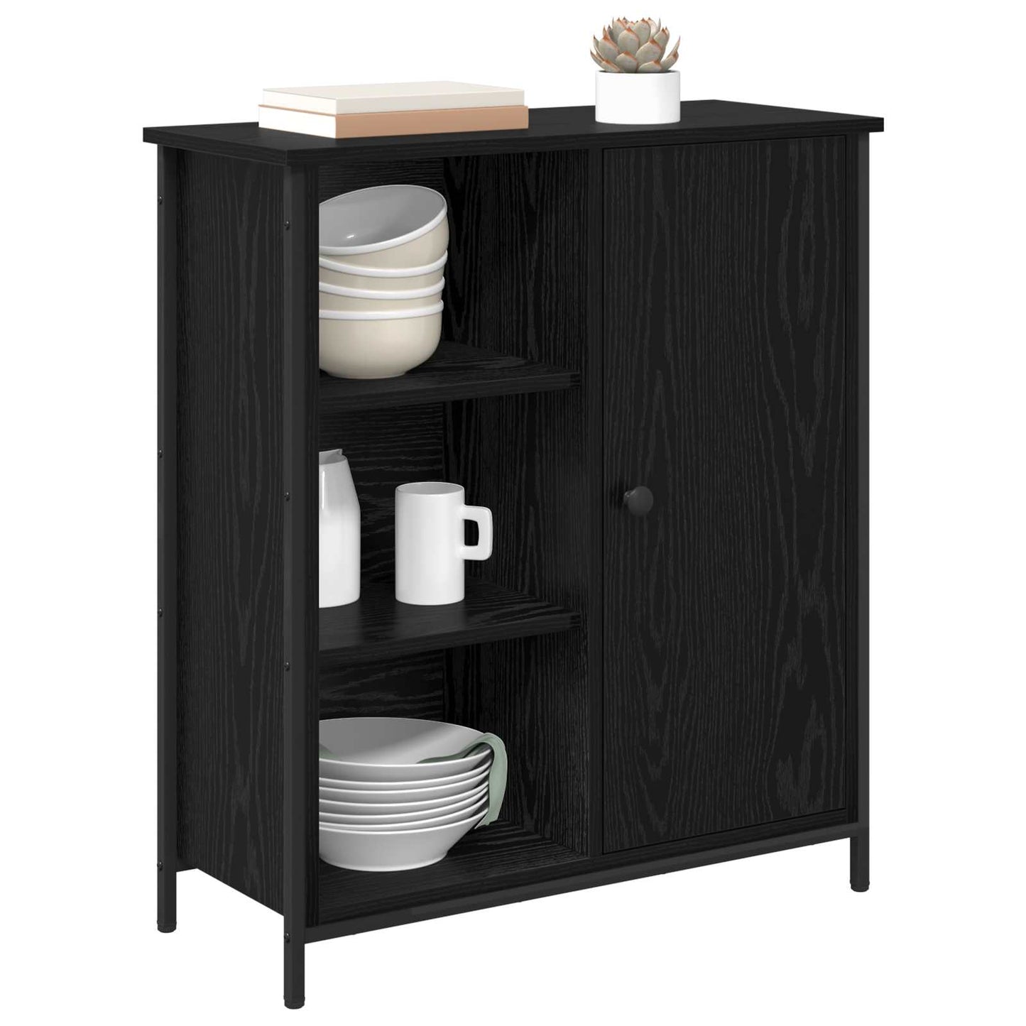 vidaXL Sideboard Black Oak 70 x 30 x 80 cm Engineered Wood