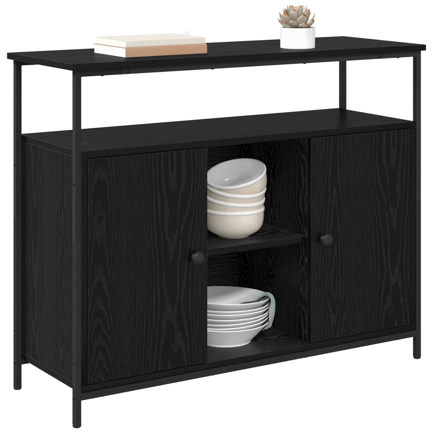 vidaXL Sideboard Black Oak 100 x 35 x 80 cm Engineered Wood