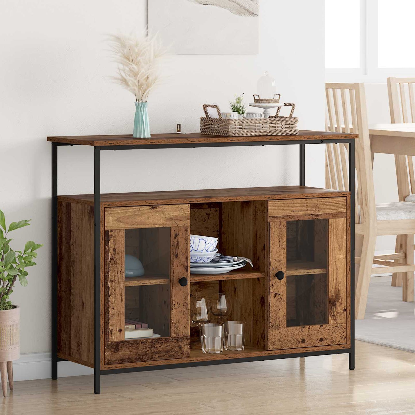vidaXL Sideboard Old Wood 100 x 35 x 80 cm Engineered Wood
