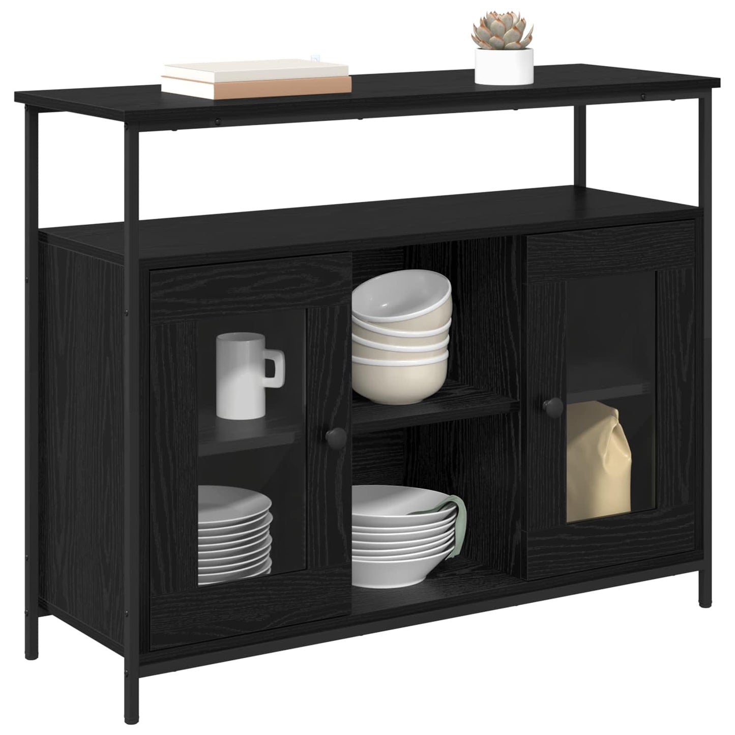 vidaXL Sideboard Black Oak 100 x 35 x 80 cm Engineered Wood