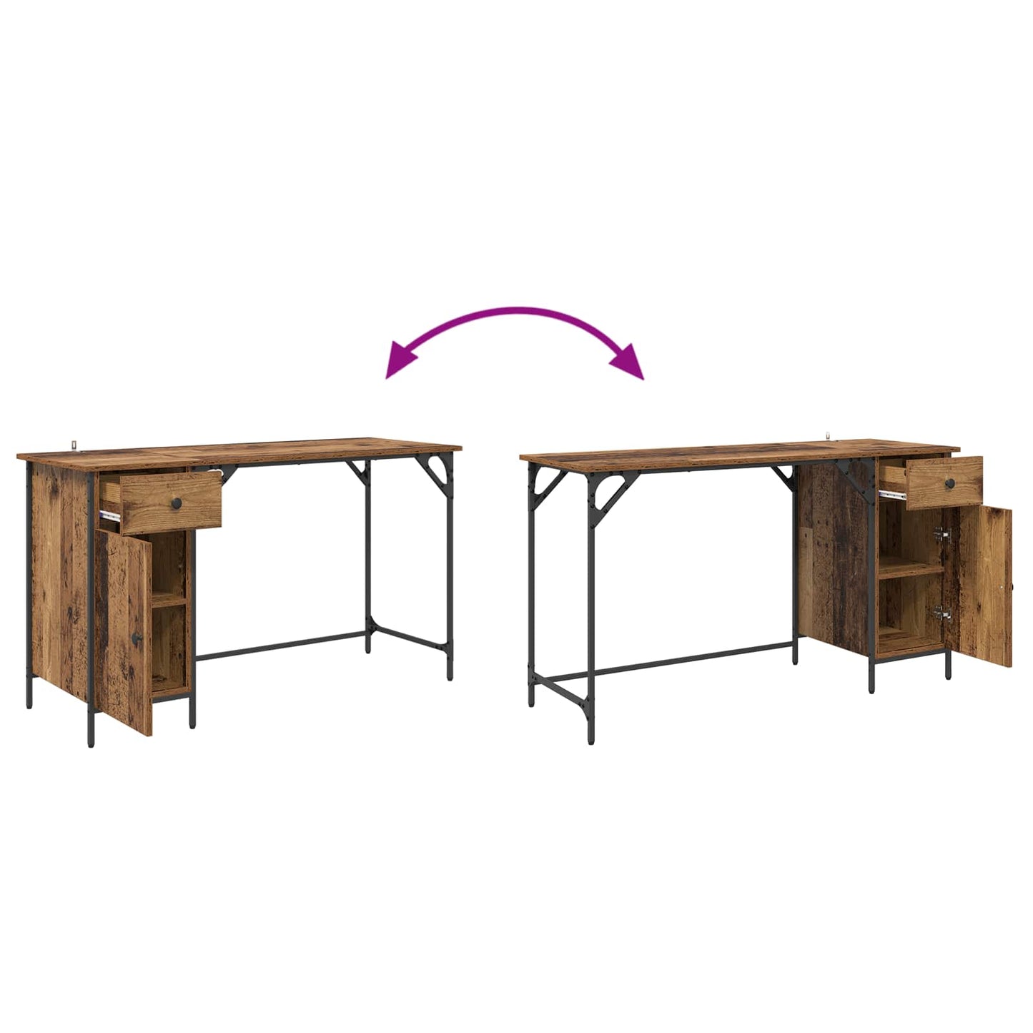 vidaXL Computer Desk Old Wood 131 x 48 x 75 cm Engineered Wood