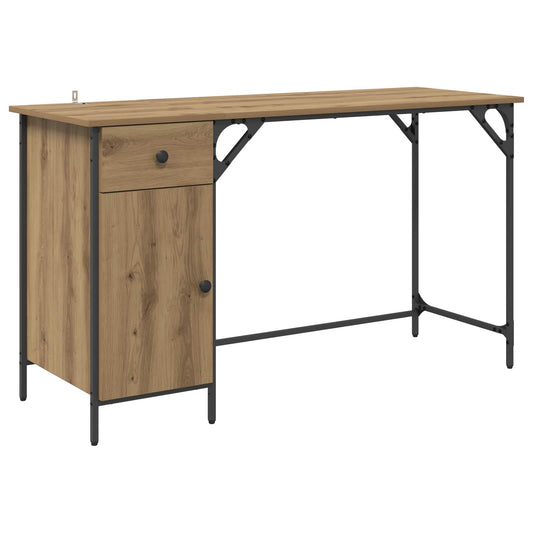 vidaXL Computer Desk Artisan Oak 131 x 48 x 75 cm Engineered Wood
