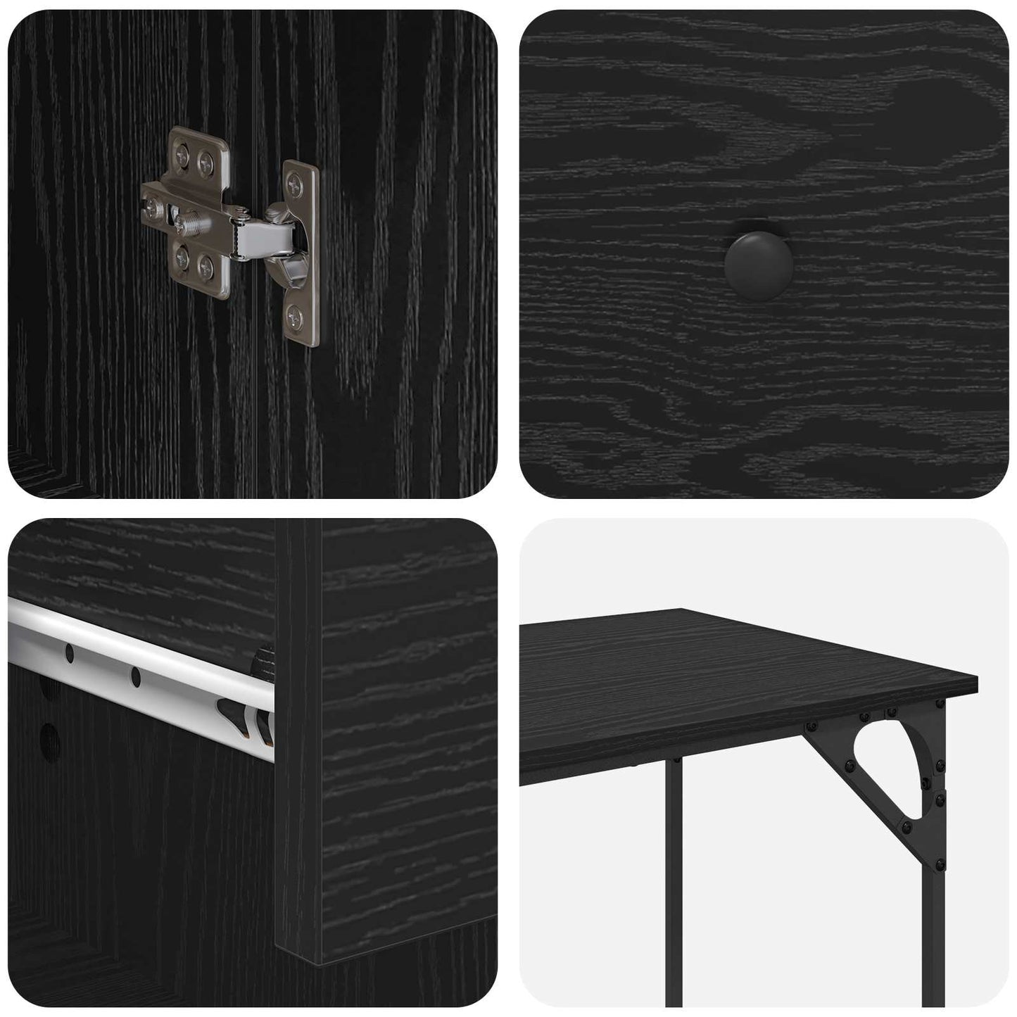 vidaXL Computer Desk Black Oak 131 x 48 x 75 cm Engineered Wood