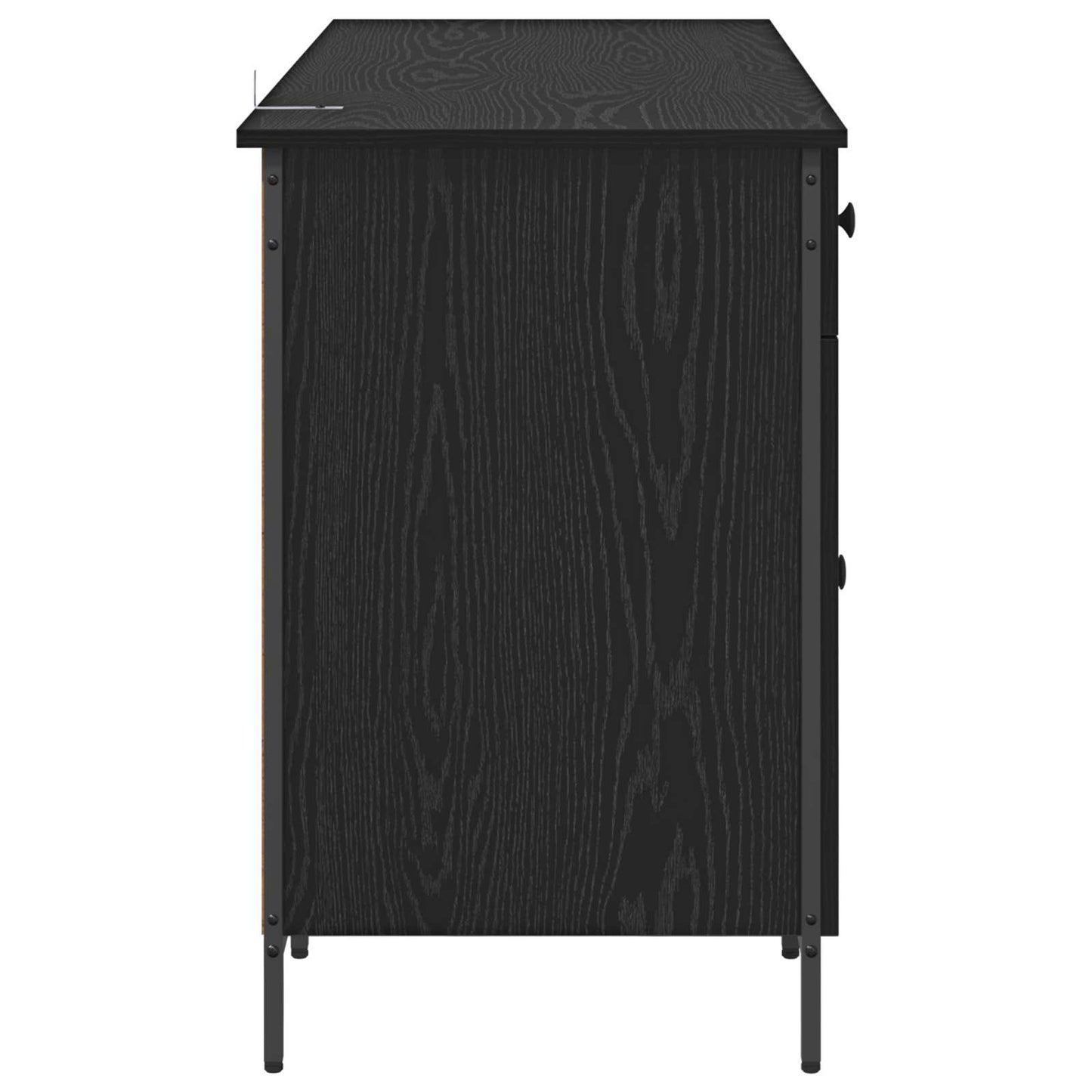 vidaXL Computer Desk Black Oak 131 x 48 x 75 cm Engineered Wood