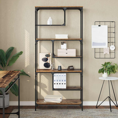 vidaXL Bookcase 6-Tier Engineered Wood Old wood