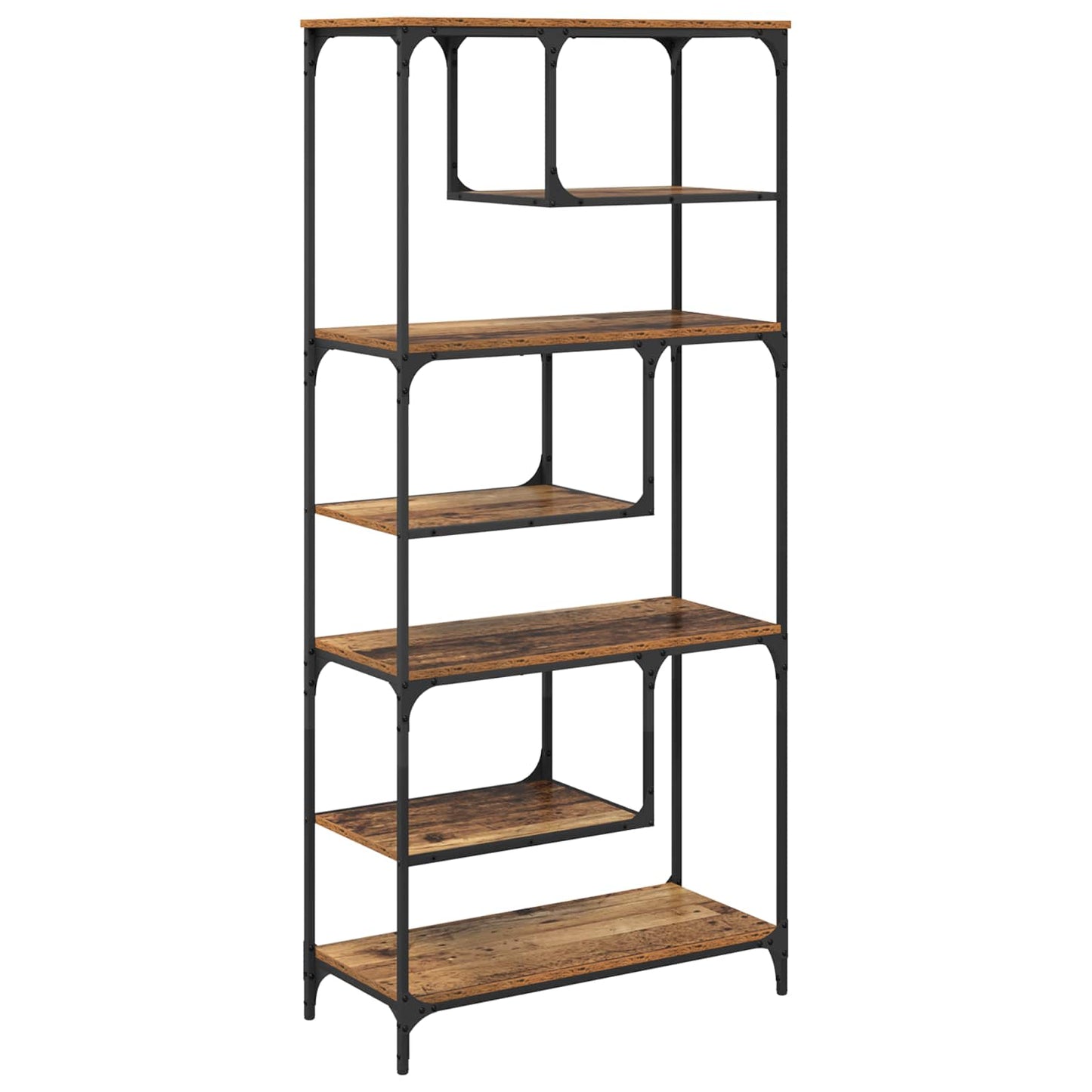 vidaXL Bookcase 6-Tier Engineered Wood Old wood