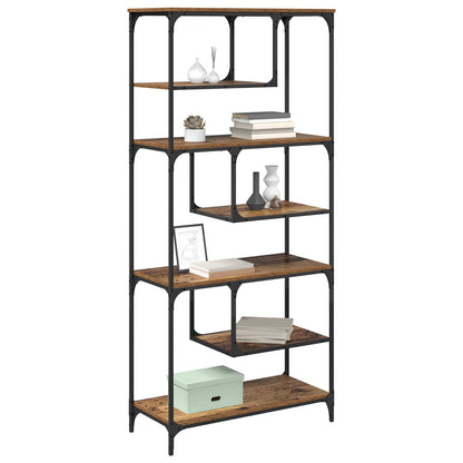 vidaXL Bookcase 6-Tier Engineered Wood Old wood