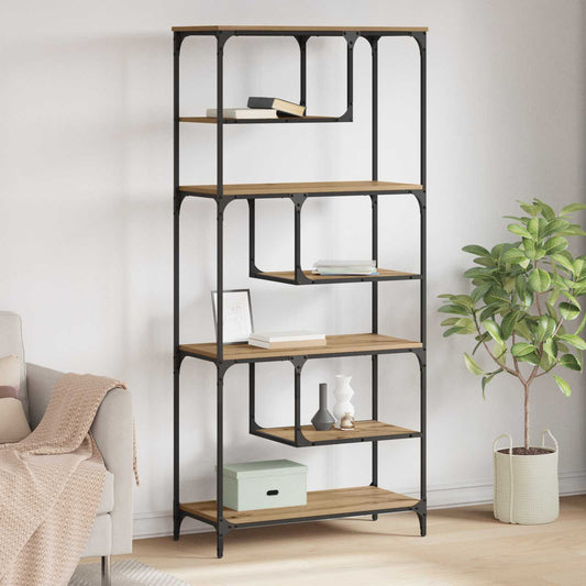 vidaXL Bookcase 6-Tier Engineered Wood Artisan oak