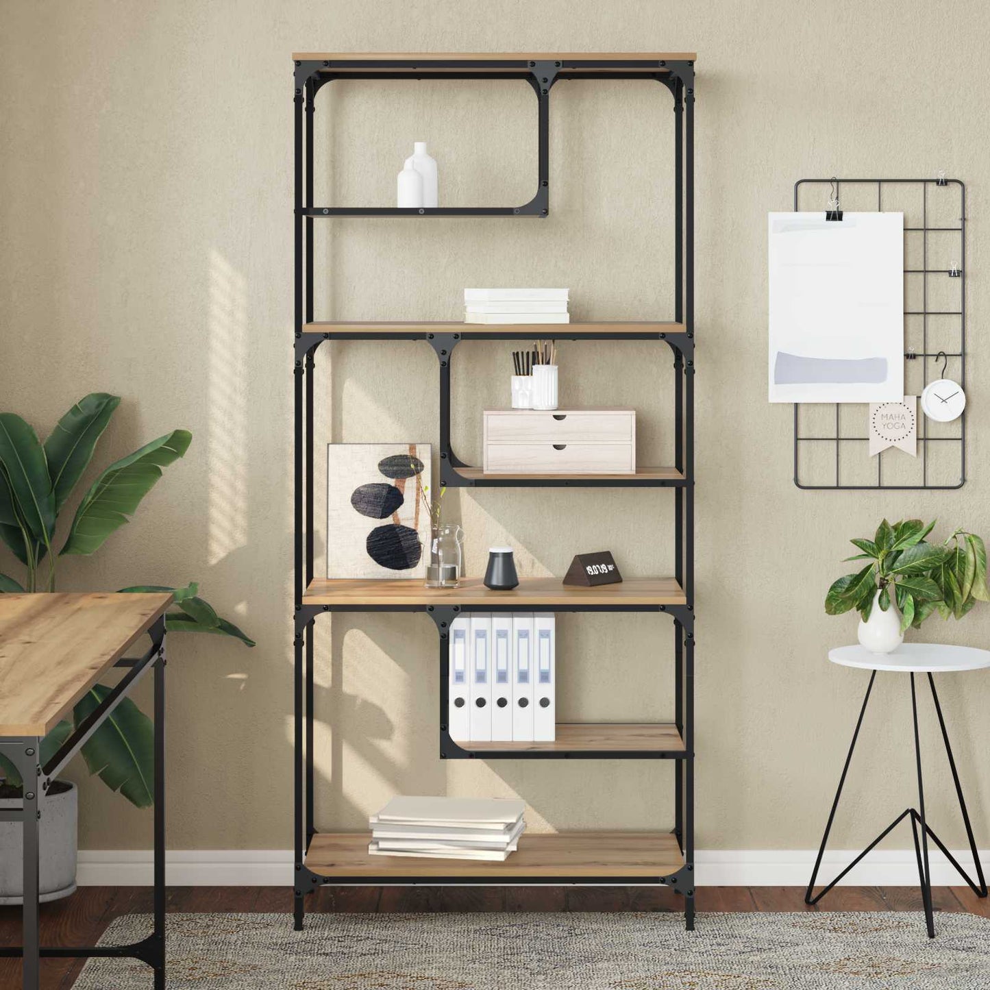 vidaXL Bookcase 6-Tier Engineered Wood Artisan oak