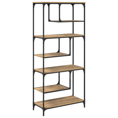 vidaXL Bookcase 6-Tier Engineered Wood Artisan oak