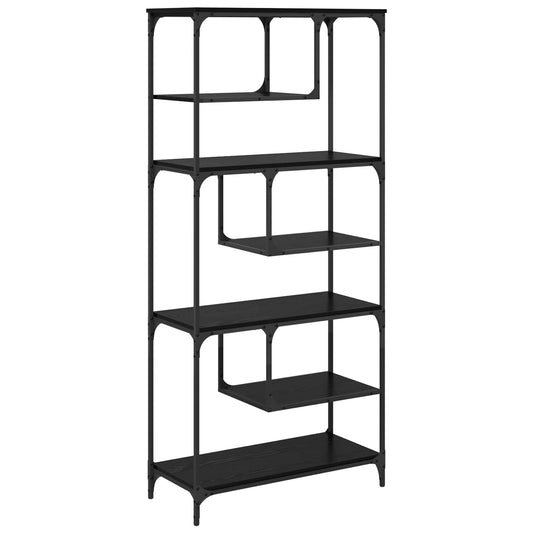 vidaXL Bookcase 6-Tier Engineered Wood Black oak