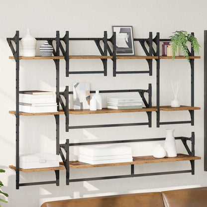 vidaXL Wall Shelf Set 6 pcs Old Wood 100 x 25 x 30 cm Engineered Wood