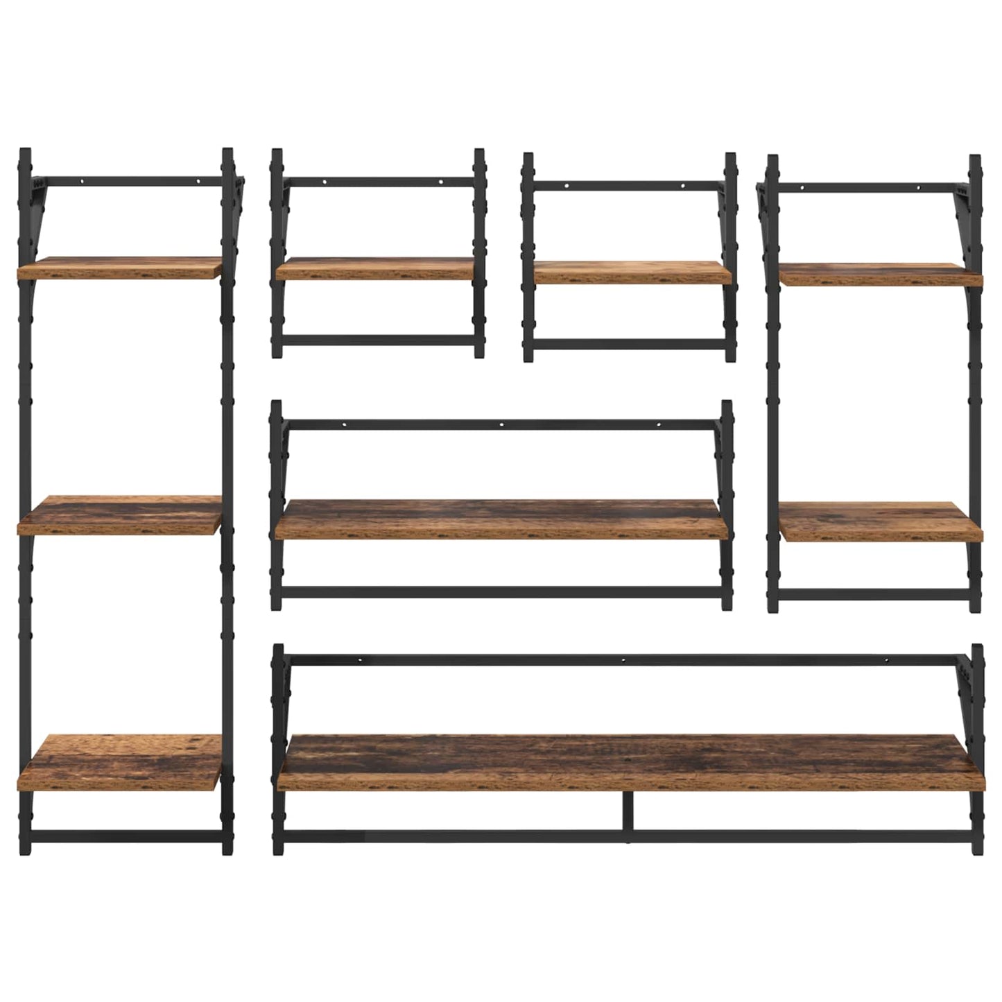 vidaXL Wall Shelf Set 6 pcs Old Wood 100 x 25 x 30 cm Engineered Wood