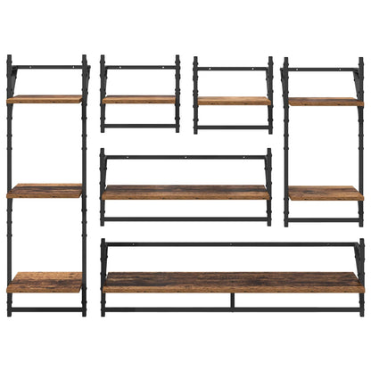 vidaXL Wall Shelf Set 6 pcs Old Wood 100 x 25 x 30 cm Engineered Wood