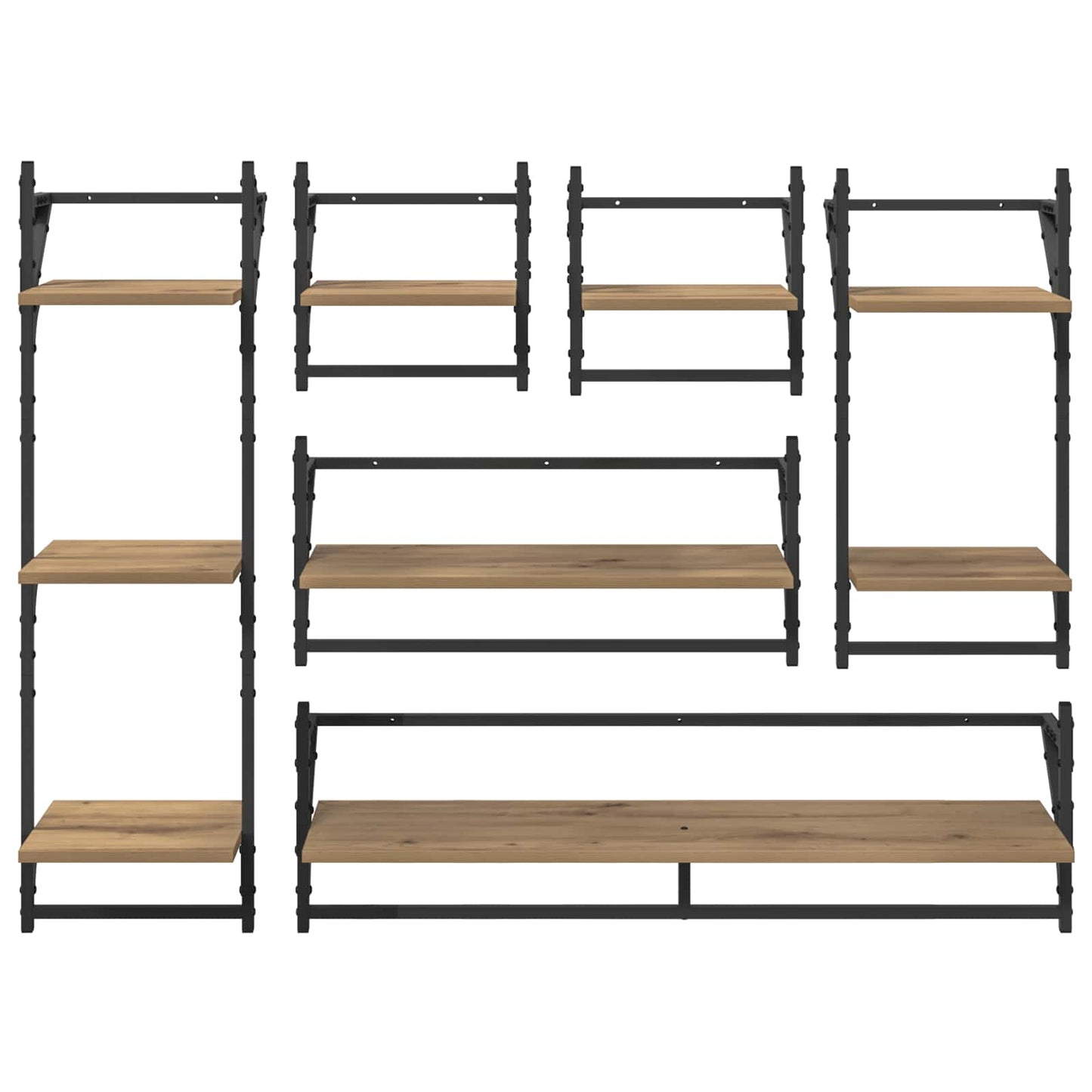 vidaXL Wall Shelf Set with Shelf 6 pcs Artisan Oak 100 x 25 x 30 cm