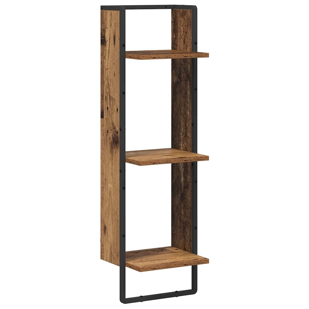 vidaXL Wall Shelf with Shelf Old Wood 30 x 25 x 100 cm Engineered Wood