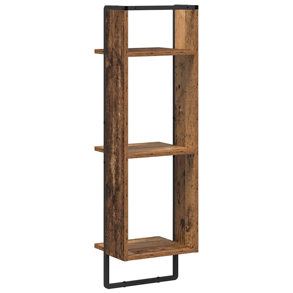 vidaXL Wall Shelf with Shelf Old Wood 30 x 25 x 100 cm Engineered Wood