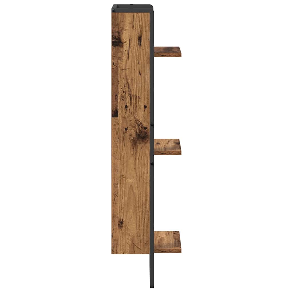vidaXL Wall Shelf with Shelf Old Wood 30 x 25 x 100 cm Engineered Wood