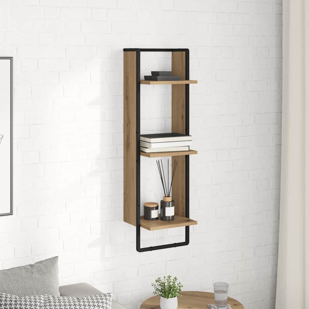 vidaXL Wall Shelf Wall-Mounted Artisan Oak 30 x 25 x 100 cm