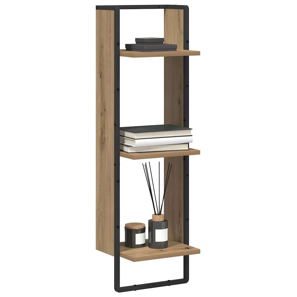 vidaXL Wall Shelf Wall-Mounted Artisan Oak 30 x 25 x 100 cm