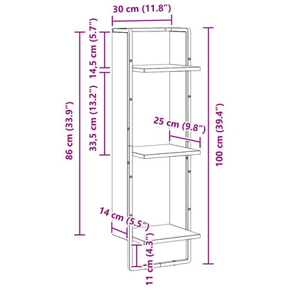 vidaXL Wall Shelf Artisan Oak 30 x 25 x 100 cm Engineered Wood