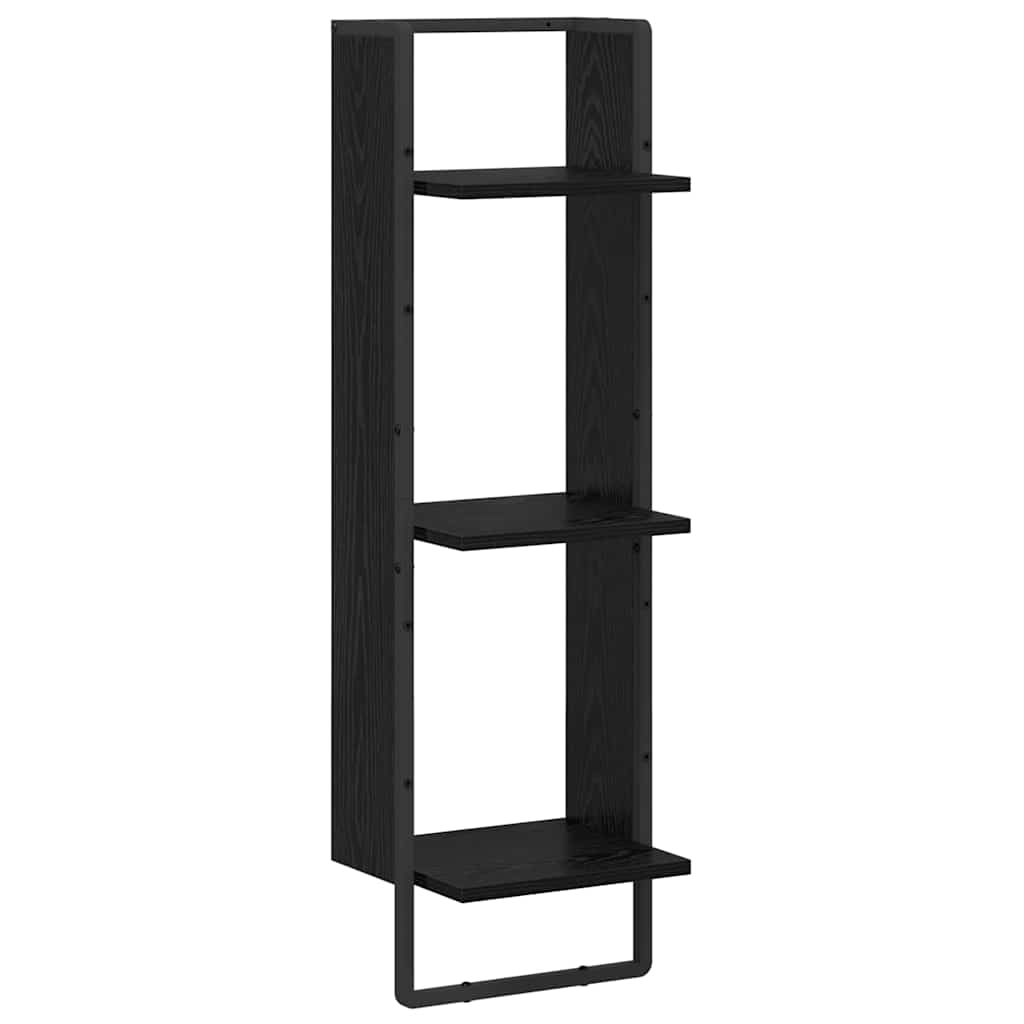 vidaXL Wall Shelf Black Oak 30 x 25 x 100 cm Engineered Wood