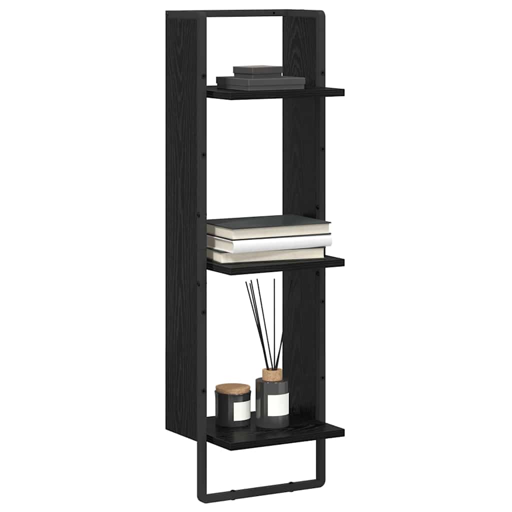 vidaXL Wall Shelf Black Oak 30 x 25 x 100 cm Engineered Wood