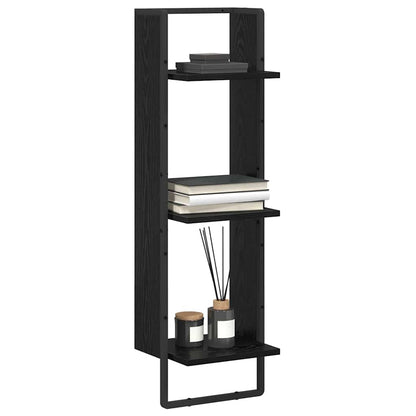 vidaXL Wall Shelf Black Oak 30 x 25 x 100 cm Engineered Wood