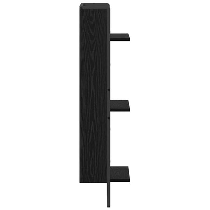 vidaXL Wall Shelf Wall-Mounted Black Oak 30 x 25 x 100 cm