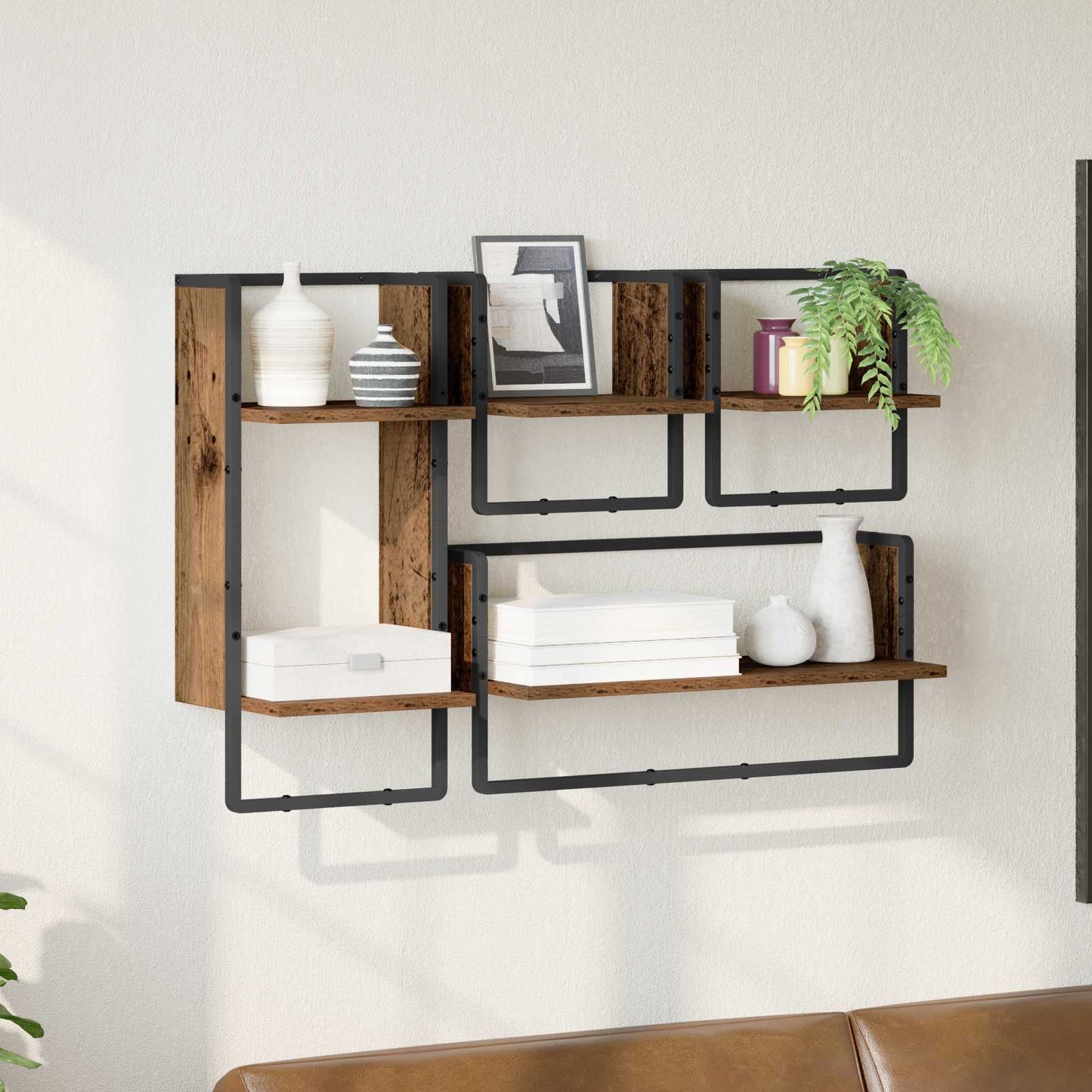 vidaXL Wall Shelf Set 4 pcs Old Wood 65 x 25 x 30 cm Engineered Wood