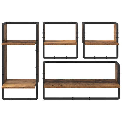 vidaXL Wall Shelf Set 4 pcs Old Wood 65 x 25 x 30 cm Engineered Wood