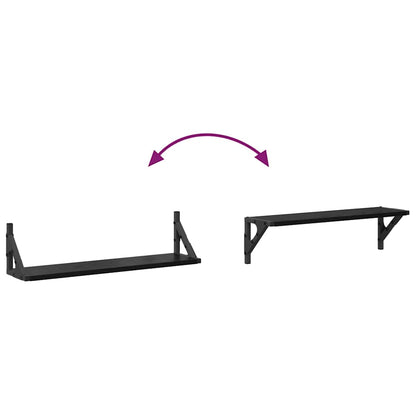 vidaXL Wall Shelves 2 pcs Black Oak 60 x 15 x 15.5 cm Engineered Wood