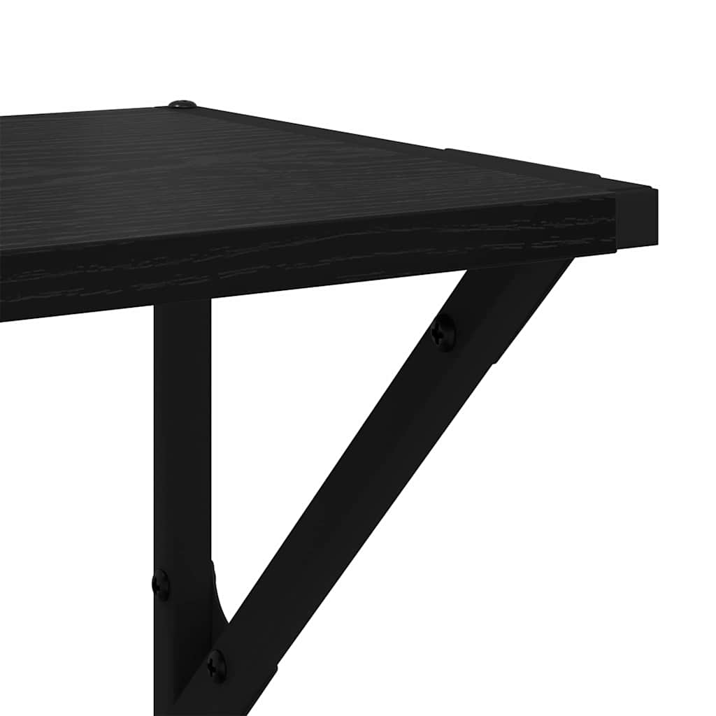 vidaXL Wall Shelves 2 pcs Black Oak 60 x 25 x 25.5 cm Engineered Wood