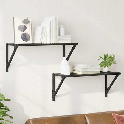 vidaXL Wall Shelves 2 pcs Black Oak 60 x 25 x 25.5 cm Engineered Wood