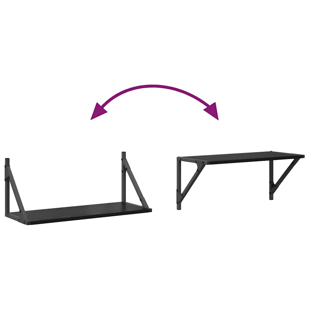 vidaXL Wall Shelves 2 pcs Black Oak 60 x 25 x 25.5 cm Engineered Wood
