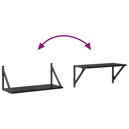 vidaXL Wall Shelves 2 pcs Black Oak 60 x 25 x 25.5 cm Engineered Wood