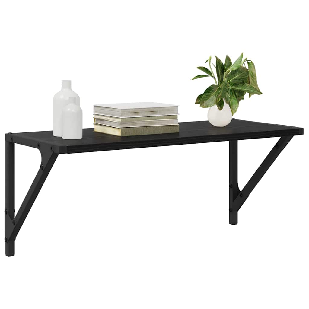 vidaXL Wall Shelves 2 pcs Black Oak 60 x 25 x 25.5 cm Engineered Wood