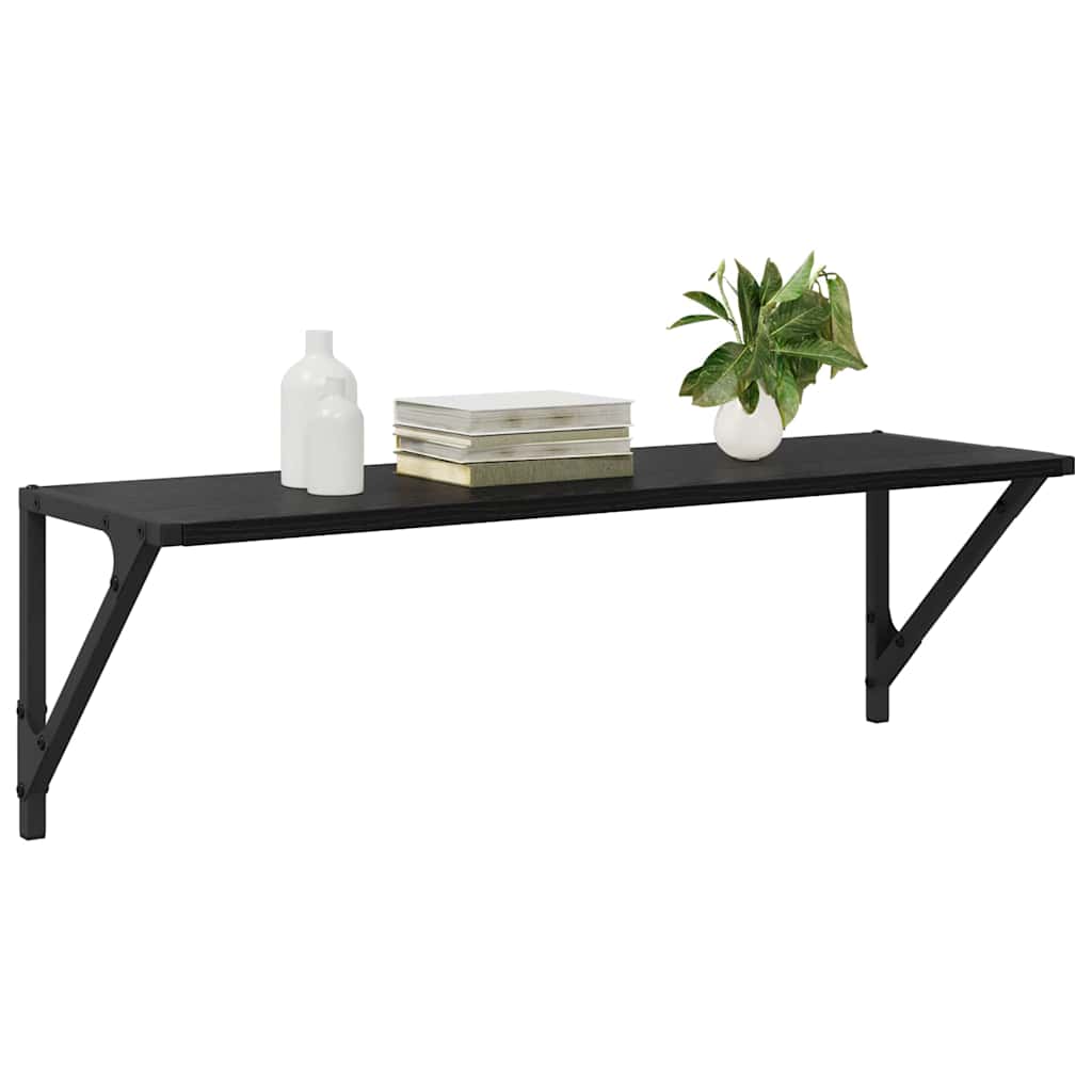 vidaXL Wall Shelves 2 pcs Black Oak 80 x 25 x 25.5 cm Engineered Wood