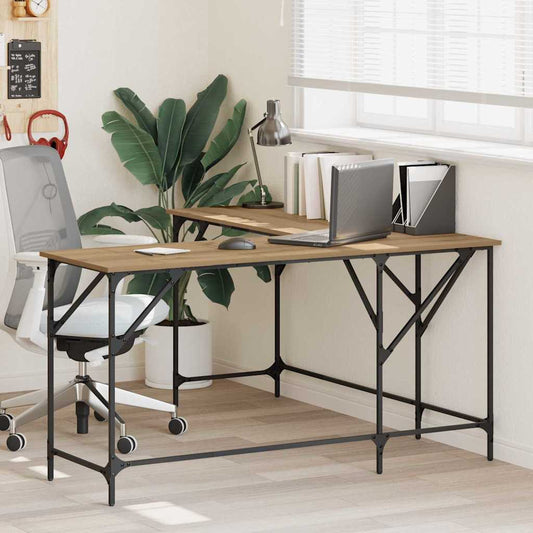 vidaXL Desk Artisan Oak Engineered Wood 149 x 149 x 75 cm