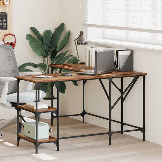 vidaXL Desk Old Wood 139 x 139 x 75 cm Engineered Wood