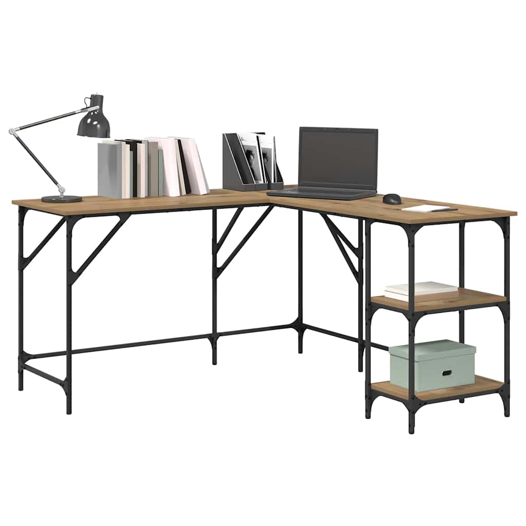 vidaXL Desk Artisan Oak 139 x 139 x 75 cm Engineered Wood