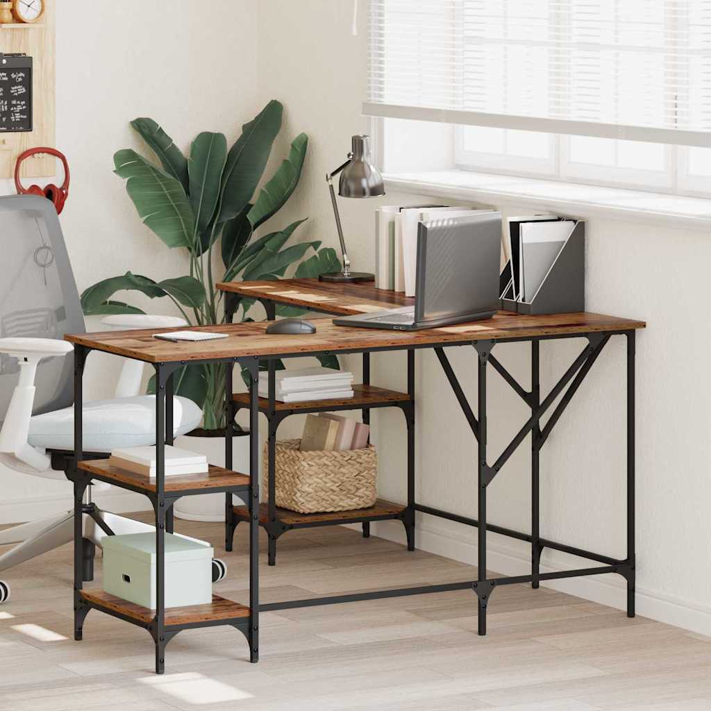 vidaXL Desk Old Wood 139 x 139 x 75 cm Engineered Wood