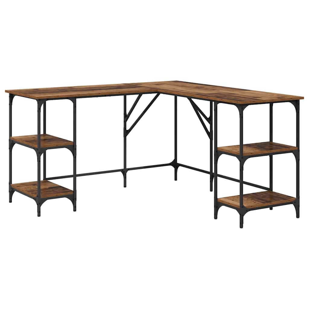 vidaXL Desk Old Wood 139 x 139 x 75 cm Engineered Wood