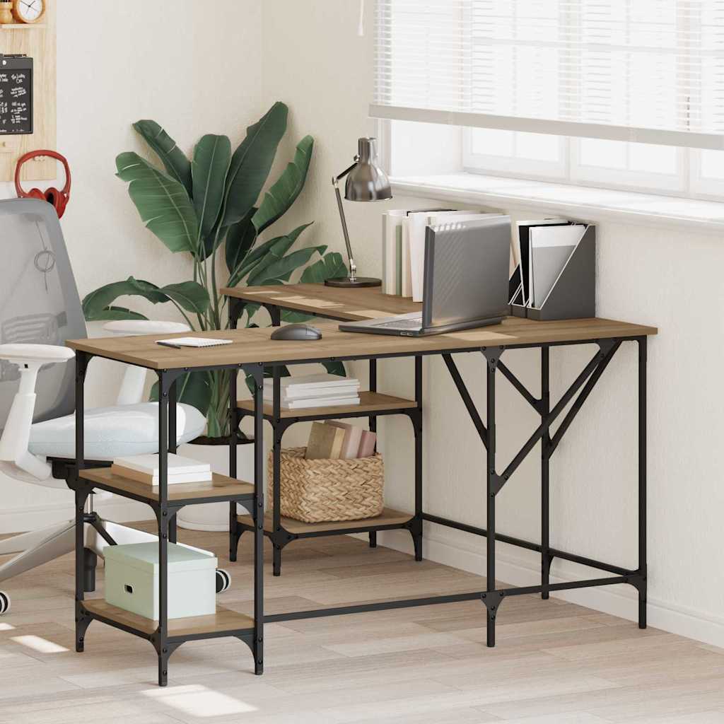 vidaXL Desk Artisan Oak Engineered Wood 139 x 139 x 75 cm