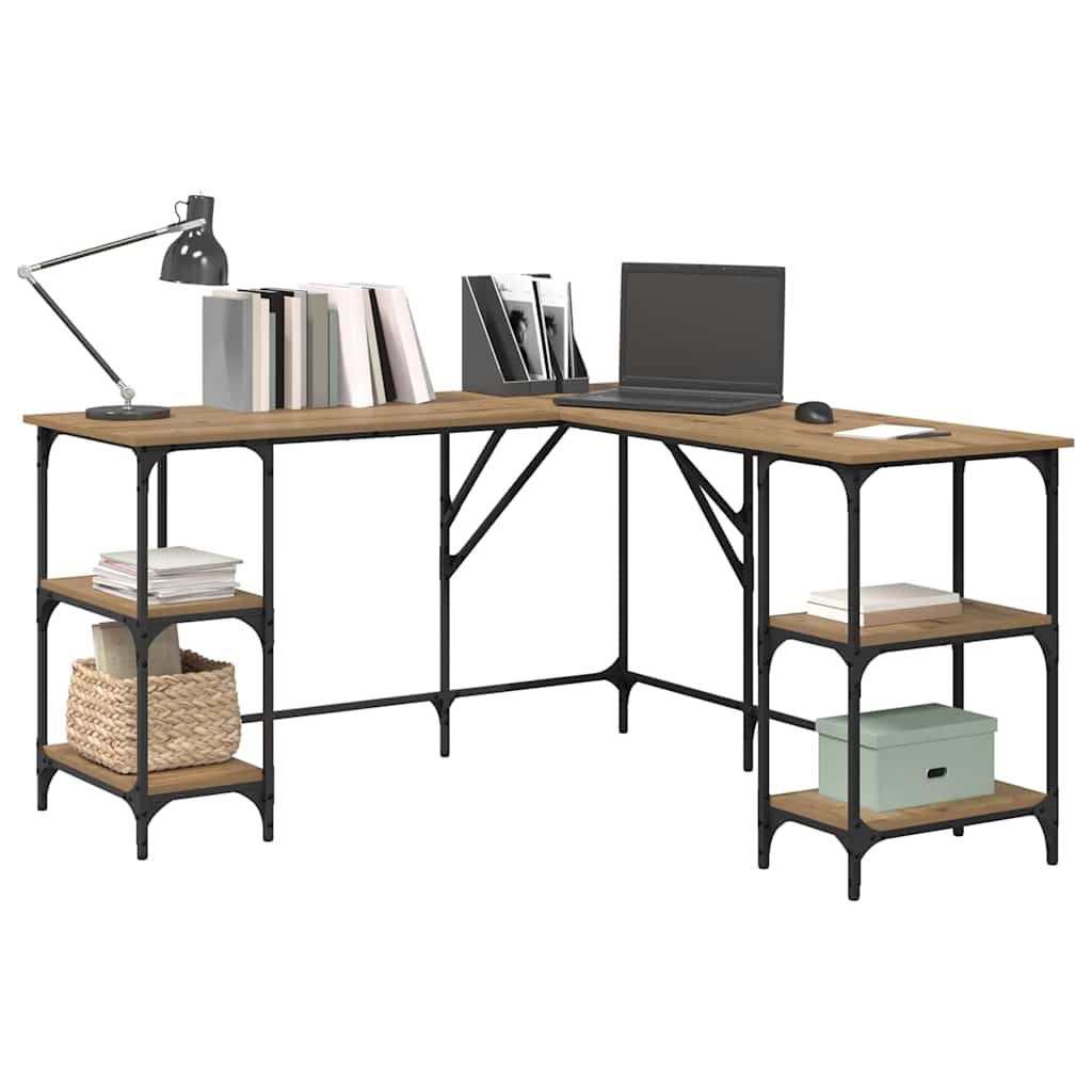 vidaXL Desk Artisan Oak 139 x 139 x 75 cm Engineered Wood