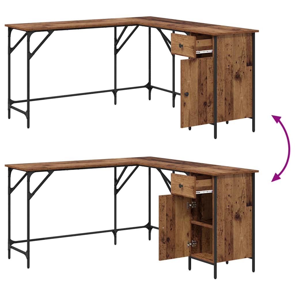 vidaXL Desk Old Wood 141 x 141 x 75 cm Engineered Wood