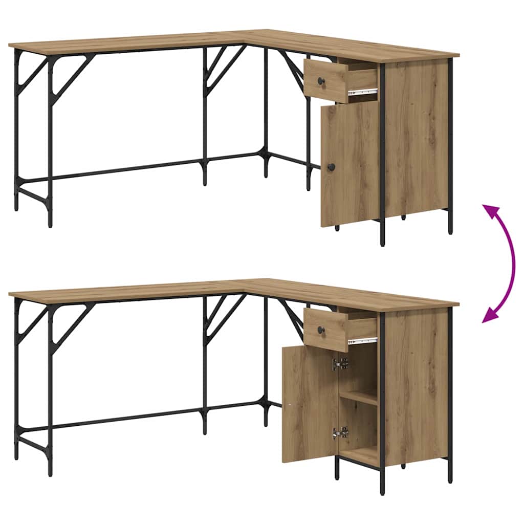 vidaXL Desk Artisan Oak 141 x 141 x 75 cm Engineered Wood